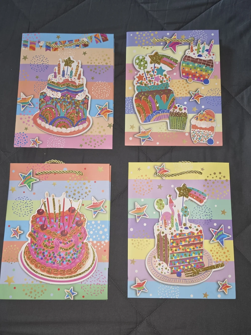 Festive Rainbow Cake Gift Bags - Multicolor Birthday Party Supplies